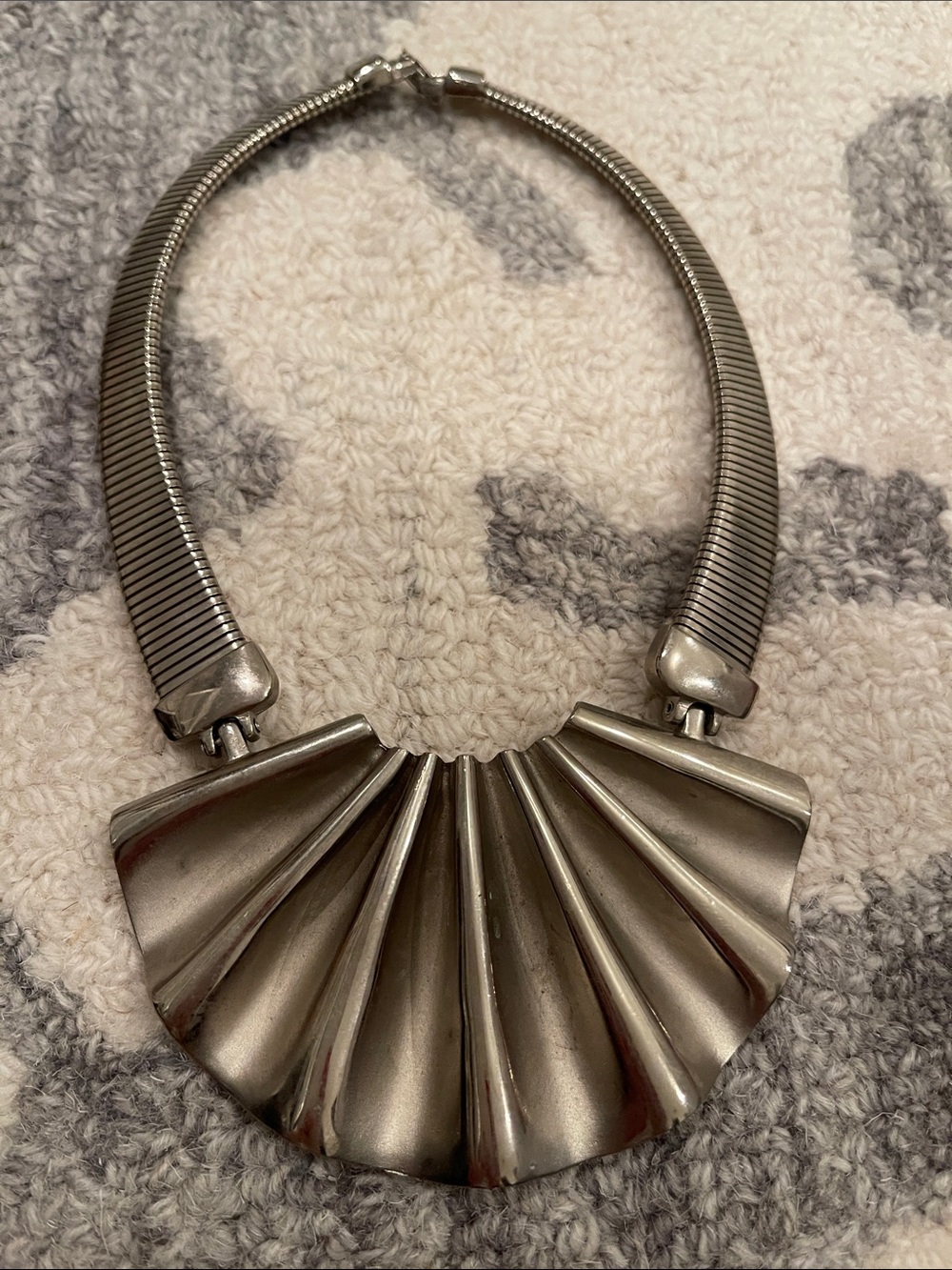 Vintage Silver Fan Collar Necklace